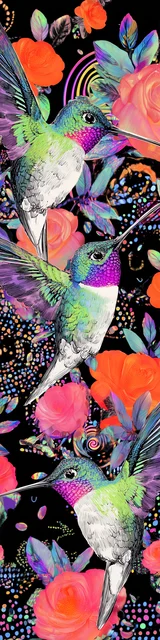 Free unique bookmark featuring hummingbirds and flowers
